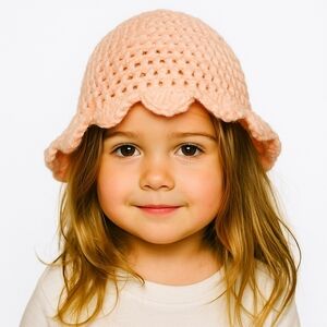 Upcycled Handmade Crochet Beanie Hat for Girls Pink Winter Hat Soft and Cozy hat